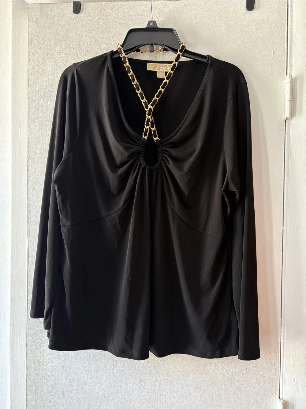Michael Kors Black Long-Sleeve Chain-Detail Top